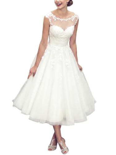 Women's Elegant Sheer Vintage Short Lace Wedding...