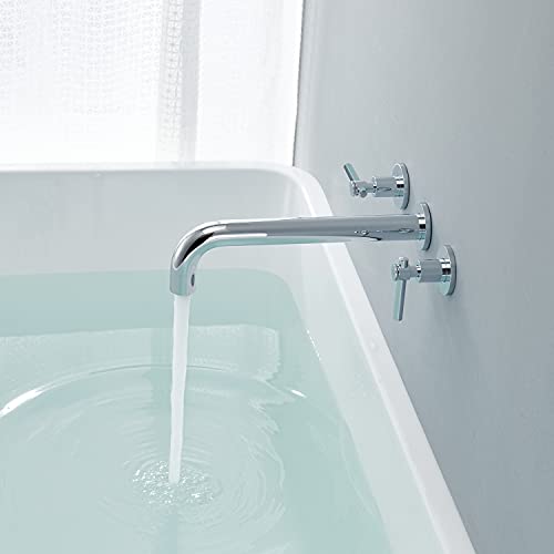 Wowkk Tub Filler Wall Mount Tub Faucet Chrome Brass Bathroom Bathtub Faucets With 2 Handles #TOP3