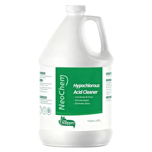NeoChem Hypochlorous Acid 500ppm Cleaner Cuts Grease Removes Stains Eliminates Odors No Rinse No Harsh Fumes Biodegradable Multi-Surface Household Cleaner Pet & Family Safe (1Gallon)