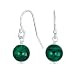 Produktbild Einfache Runde Perle Dunkelgrüne Malachit Edelstein Französisch Fisch Haken Draht Ball Drop Ohrringe Für Frauen Teen.925 Sterling Silber