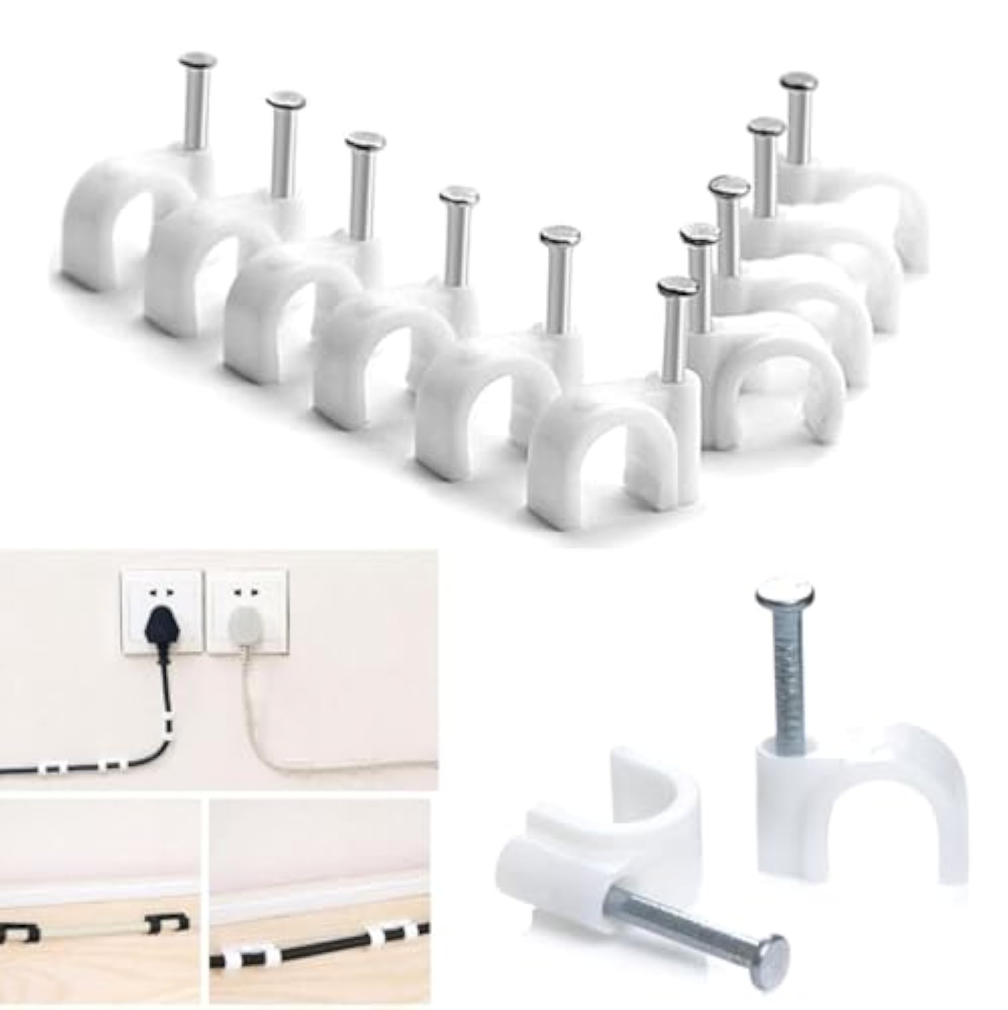 100 Pc 6 MM Cable Clip for Wire Management, Pack of 100