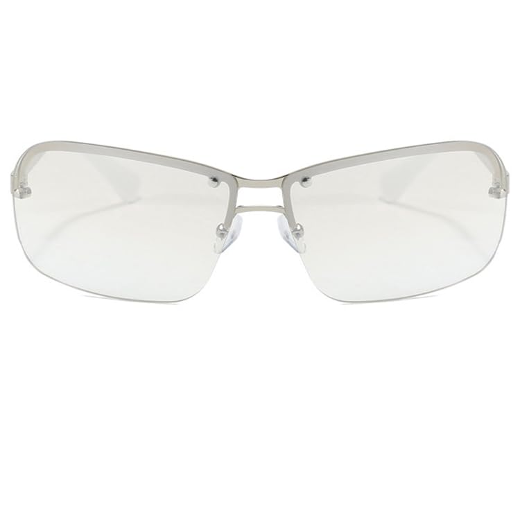 bullabulling Fashion Rimless Rectangle Y2k Sunglasses for Women Men Cute Small Double Bridge Tinted Lens 2000S Shades2