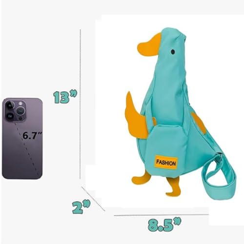 Girls' Novelty Wallets,Kawaii Purse,Cute Duck Crossbody Shoulder Bag, Funny Cartoon Chest Wallet,Unique Canvas Messenger Bag for Boy and Girls (Green)3