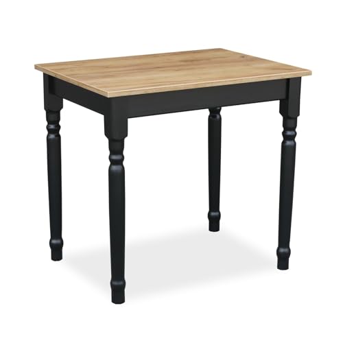 Metdrew Esstisch aus Holz | Tisch 80x60 | Kompakt & stabil | Mit dekorativen Beinen |für 2 Personen | Kleiner Küchentisch | Skandinavisches Design | Tischplatte: Craft Eiche Gold