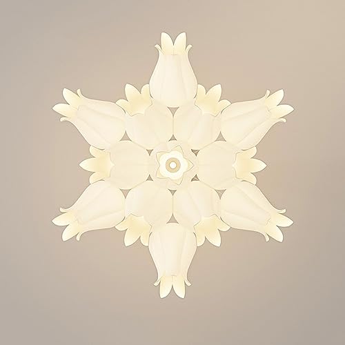 Chandelier fleur blanc et or plafonnier LED dimmable nordique WAGXIyU pour chambre