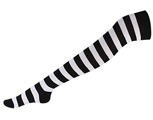 ® Women Girl Stretch Over Knee Striped Cotton Thigh High Socks