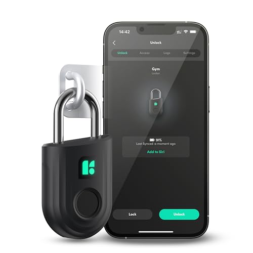Igloohome Padlock Lite - Intelligentes Vorhängeschloss, Fingerabdruck, schwarz