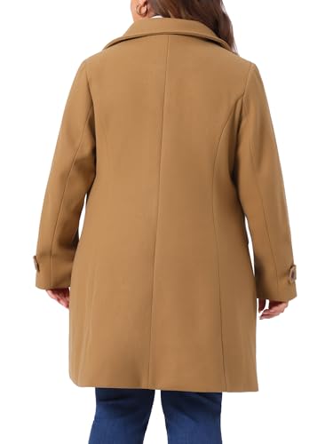 Agnes Orinda Plus Size Winter Coats for Women Peacoat Classic Single Breasted Trench Coat with Pockets4