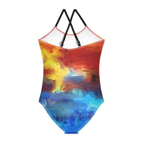 Abstract Red and Blue Girl's Swimsuit 1-Piecing Teen Bathing Suits for Girls Swimsuits for Teen Girls2