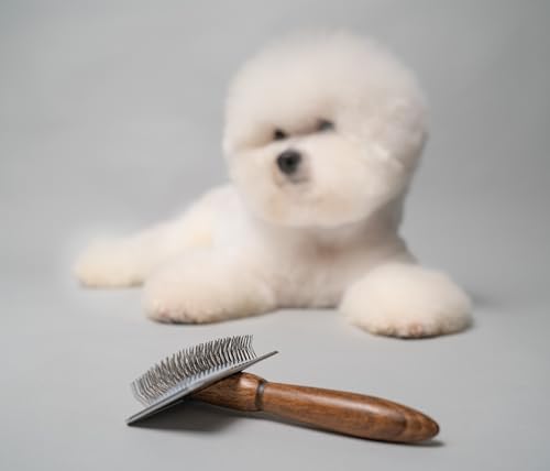 Tauro Pro Line Deshedding Brush with Metal Rim for Dogs & Cats, Medium (M) | Wooden Handle, Stainless Steel Pins, Undercoat Removal & Dematting, for All Coat Types, Ideal for Doodles & Poodles - Image 7