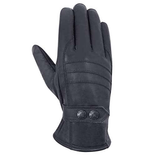 Riparo Winter Gloves for Men, Leather Winter Gloves for Cold Weather, Snow Gloves for Motorcycle Driving Hiking Outdoor (Black, Large)