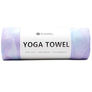 Eunzel Hot Yoga Towel Non Slip Yoga Mat Towel Non-Slip Sweat Absorbent Microfiber Towel for Hot Yoga, Pilates and Workout 72″ x 26.5″, Purple & Green