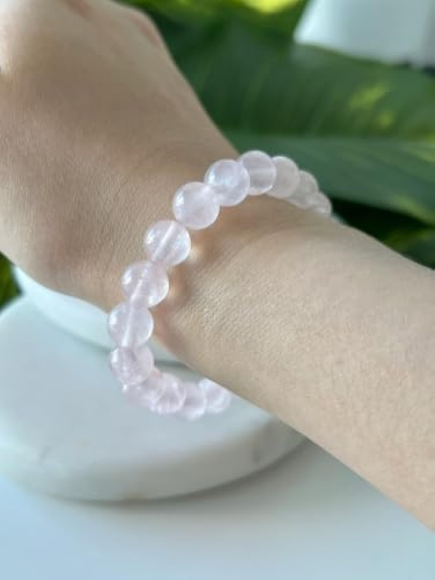 Natural Rose Quartz Stretchable Bracelet, Unisex