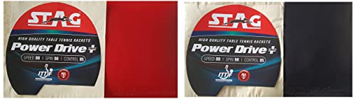 Image of Stag Power Drive Plus Table Tennis Rubber (Red & Power Drive Plus Table Tennis Rubber (Black) Combo