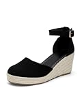 Lotgnimry Womens Espadrilles Sandals, Closed Toe Platform for Women Ankle Strap Casual Comfortable Wedge Sandals (Black, Adult, Women, 6.5, Numeric, US Footwear Size System, Medium)