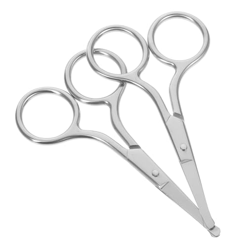 AUTSUPPL Stylish Eyebrow Trimming Scissors 2pcs Stainless Steel Ideal for Nose Hair and Beard