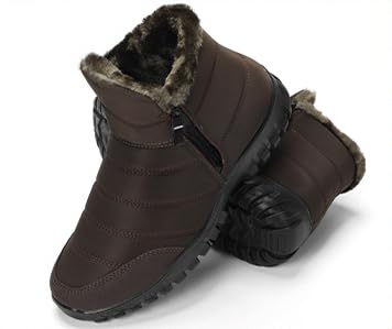 Men's Waterproof Warm Zipper Snow Ankle Boot,Winter Comfy Boots Lined Slip on Casual Walking Cotton Shoes Snow Boots4
