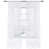 WOLTU Vorhänge mit Kräuselband Stores Gardinen Weiß kurz transparent 140x245cm (BxH), 2er Set Gardinen Fensterschals Voile für Wohnzimmer Schlafzimmer Kinderzimmer