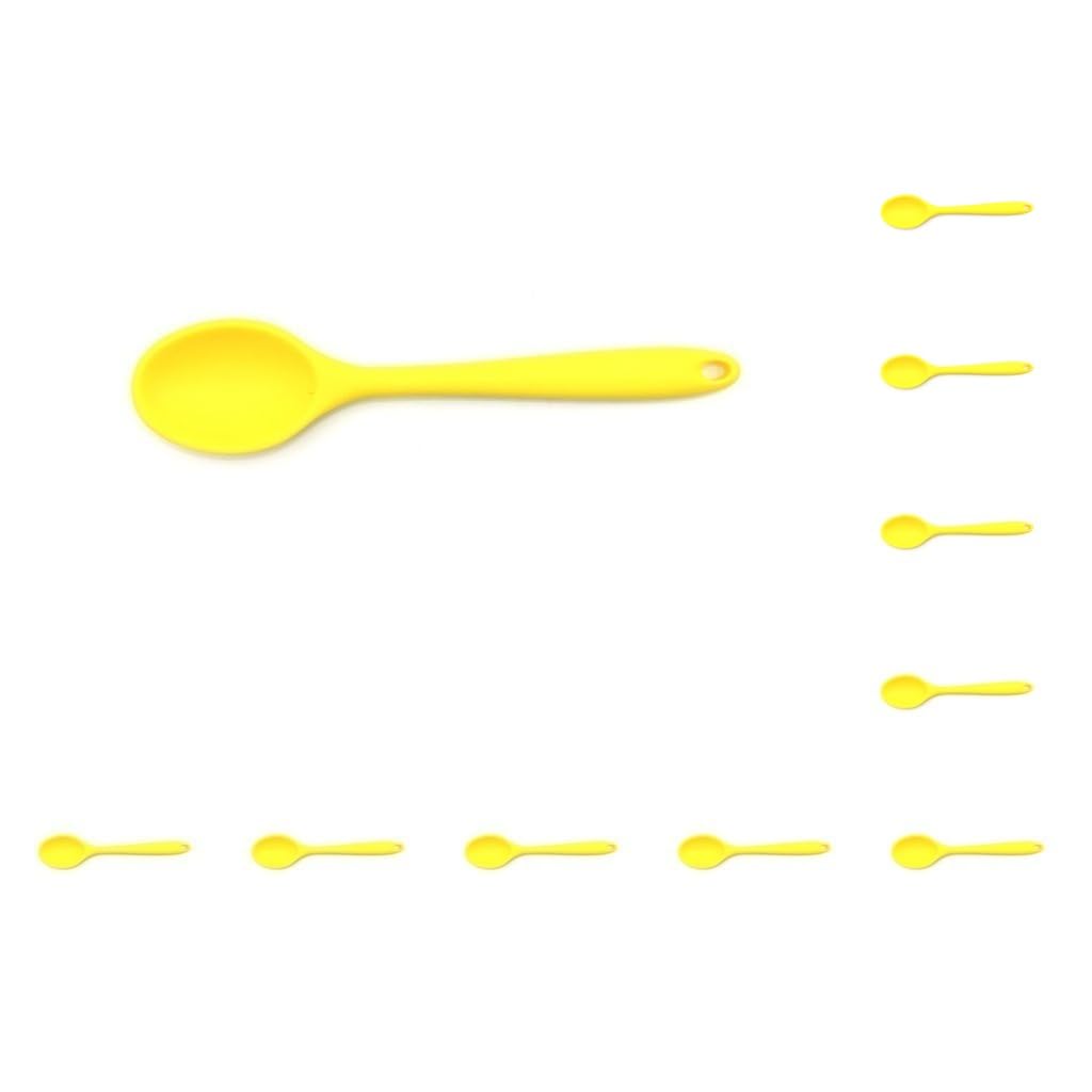 Set di 10 cucchiai in silicone con manico lungo professionale per la casa stoviglie resistenti al calore flessibili per zuppe forniture per ristoranti giallo