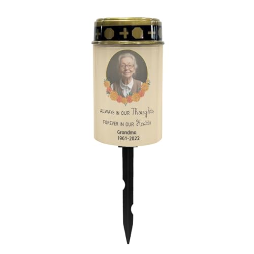 Image of Custom Photo Candle Solar Power Grave Lights for Waterproof LED Lanterns, Grave Decorations. Waterproof Solar candles