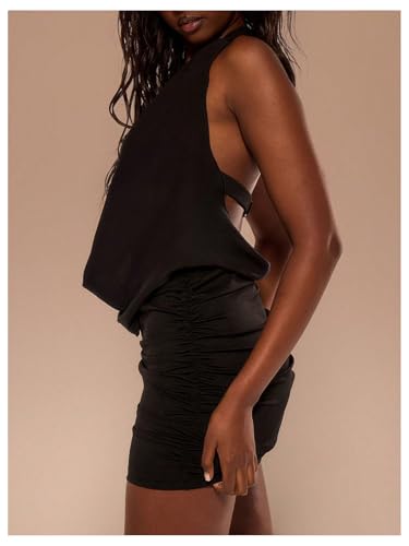 SOLY HUX Women's Cowl Neck Sexy Tops Halter Neck Cutout Slim Fit Tank Top Party Clubwear2