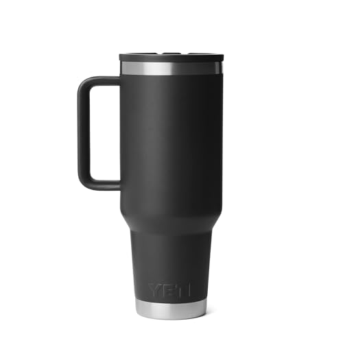 Image of YETI Rambler 40 oz Travel Mug with Flip Straw Lid - Stainless Steel, Vacuum Insulated, Leakproof, Cup Holder Friendly, Black