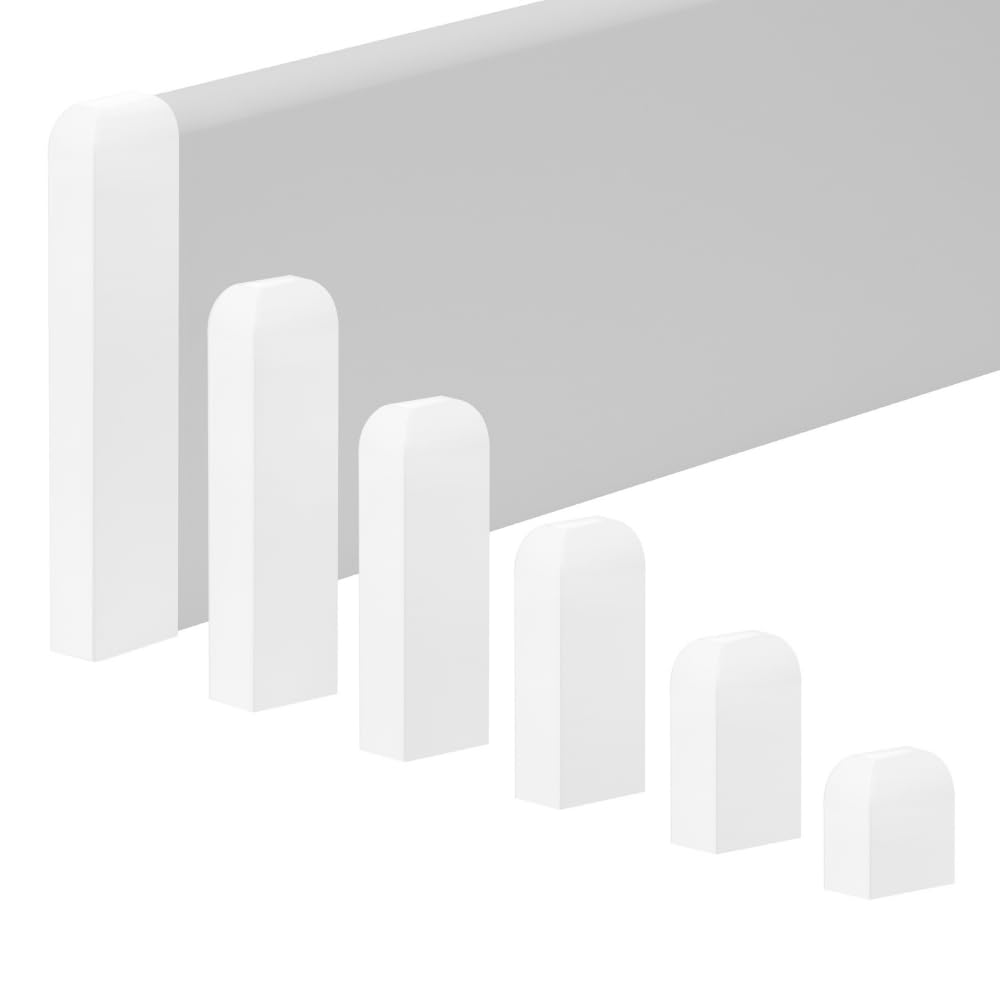 Reese Strip End for Skirting Boards, End Cap Left 18 x 60 mm, White, Perfect Fit, Munich Profile