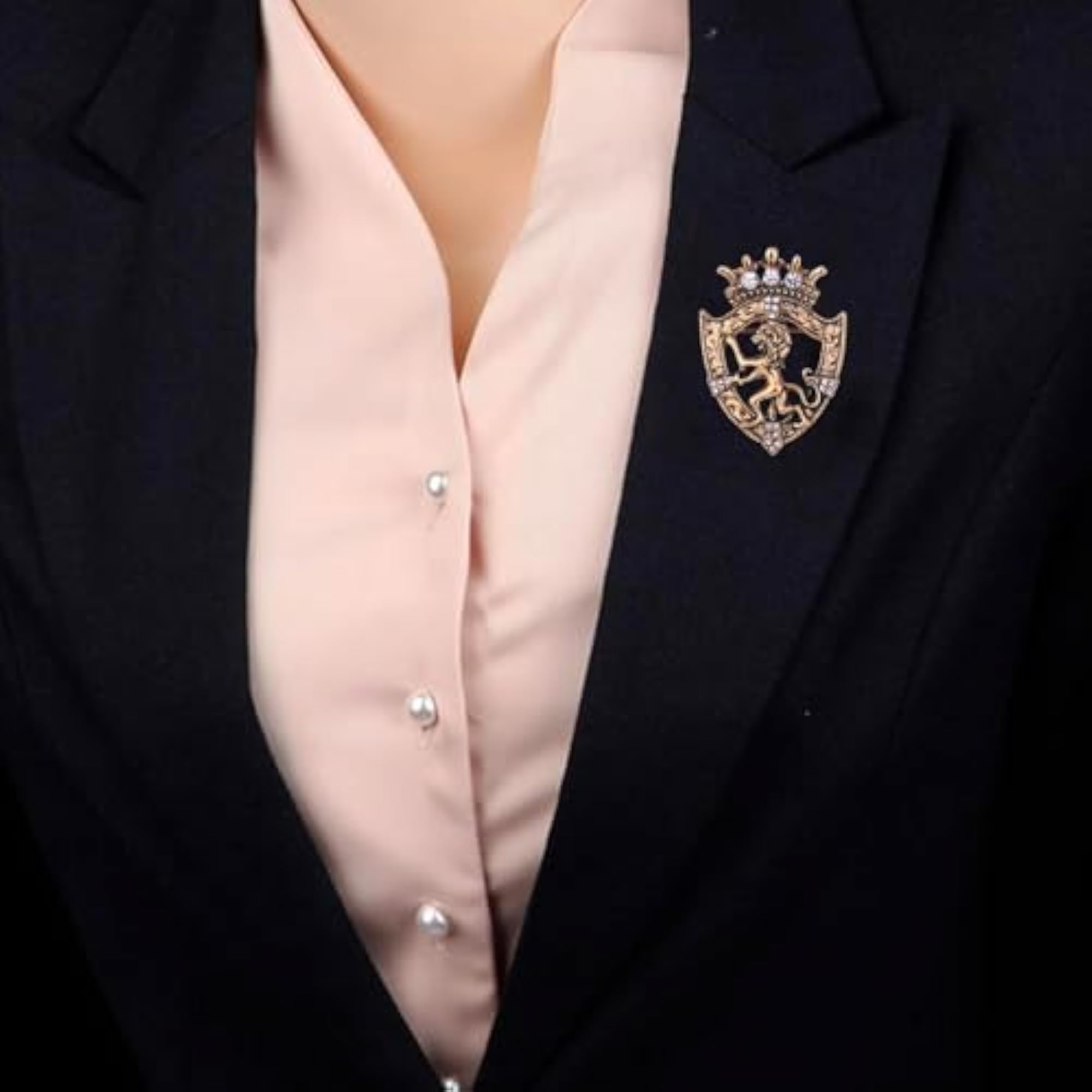 Men's Antique Style Royal Lapel Brooch with White Diamonds