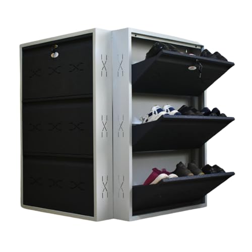 Image of I Metal Shoe Rack I Slim and Wall Mounted I 3 Shelves (Grey Colour) I Coad LC 2L-03 GR I Height 43 Inches, Width 29 Inches, Depth 5.5 InchesI 3 Years Warranty.