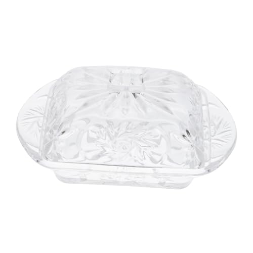 MOLUCKFU Caja Plato De Mantequilla Maní Contenedor De Dulces Azucareros Con Tapa Calentador De Mantequilla Tapa De Mantequilla Tarro De Galletas Criba Vibradora Guardián Vidrio Transparent