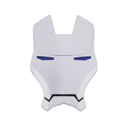 Image of JVCV 3D Metal Iron M face Sticker Chrome Logo Decal Emblem Badge for All Cars Bikes Laptops Headphones Helmets Home Office Accessory (Iron M Face, Silver-Blue Eyes)