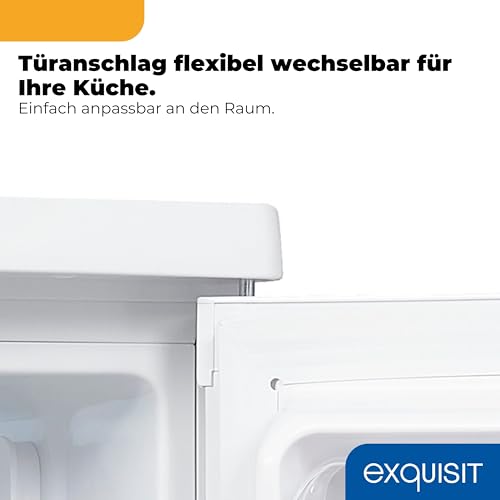 Exquisit Vollraumkühlschrank | 127 l Nutzinhalt, Energieklasse E, 39 dB(A) | kompakte Bauform, LED-Innenbeleuchtung, manuelle Temperaturregelung, Glasablagen, Gemüseschublade | KS516-V-040E weiss
