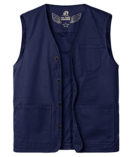 Men's Lightweight Casual Vest Outdoor Cotton Vest Breathable Multi-Pocket Waistcoat Fishing Safari Travel Vests