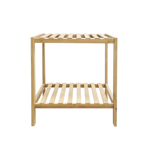 LIN HOME Estantería de Bambú 2 Niveles 40x35.5x26.5 cm - Organizador Multifuncional para Baño, Salón y Dormitorio, Resistente y Ecológica, Diseño Compacto y Estético XZ-24938