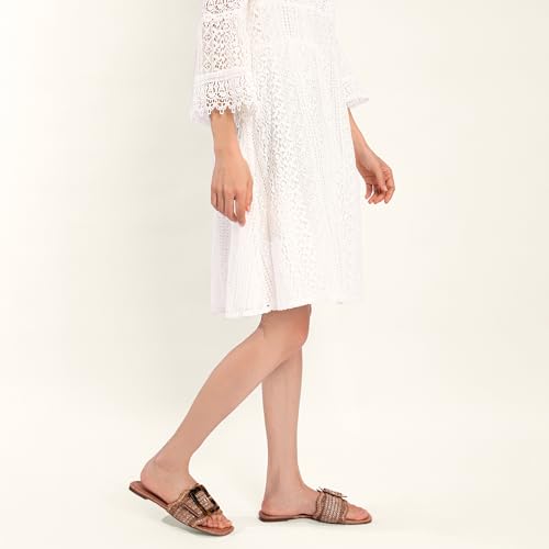 Raffia Flat Sandals for Women Woven Rattan Buckle Slide Sandals Summer Slip On Beach Sandals4