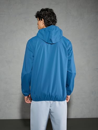 Image of TECHNOSPORT Men's Blended Standard Length Slim Fit Solid Hooded Wrinkle Free Raincoat