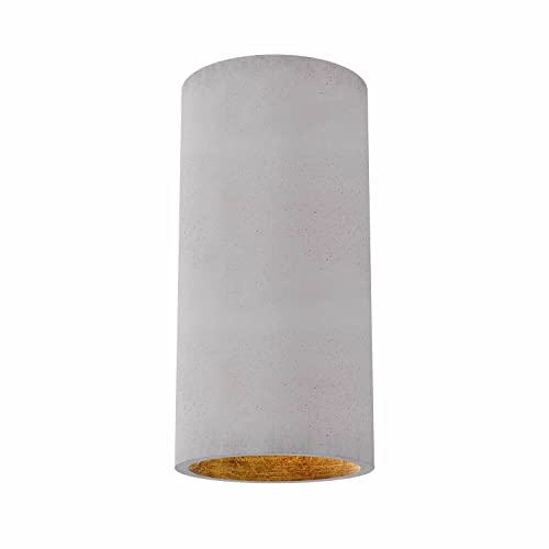 Tivendis Betoniq Beton Deckenleuchte modern klein DONOMA außen grau innen gold - Industrial Design Betonlampe Deckenlampe mit LED Leuchtmittel GU10 - Lampe in Betonoptik für Decke
