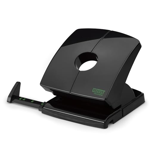 Novus B 230 re+New Hole Punch (Plastic Upper Part Made from Sustainable Recycle, 30 Sheets, with Stop Rail) Black