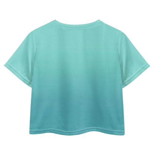 Image of Girls Summer Crop Top Outfits Short Sleeve T Shirts Kids Cute Clothes Tees Blouse