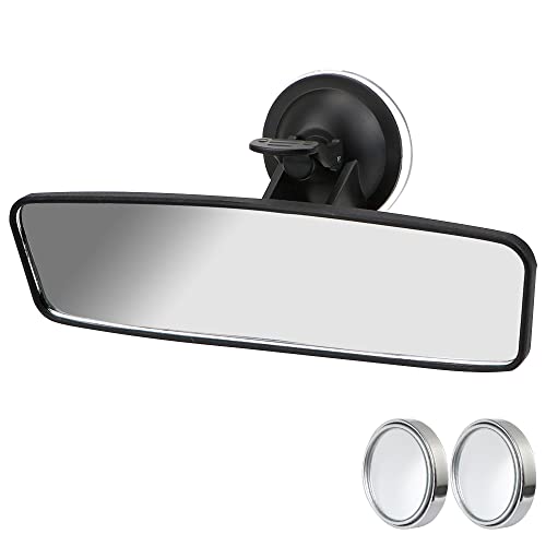 CLIUNT Rétroviseur de voiture, rétroviseur intérieur universel avec ventouse, rétroviseur intérieur de voiture avec 2 rétroviseurs d'angle mort, rétroviseur à ventouse pour Auto Boat SUV - 200 x 60 mm