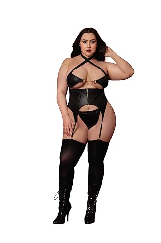 Bustier et string fétiche noir de qualité supérieure en taille Queen