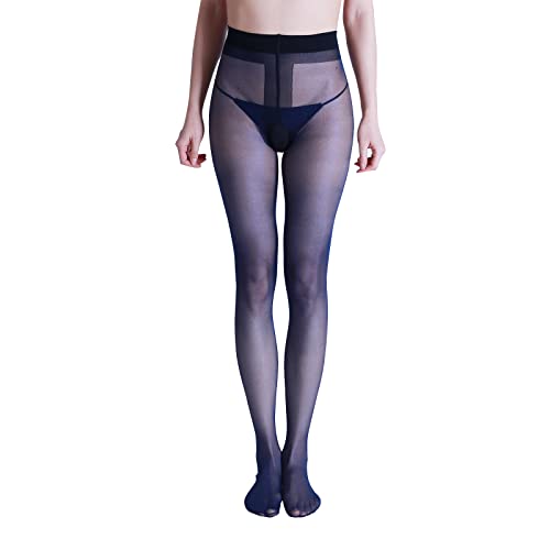Sahabowi Collants Résille Sexy Femmes,Collants Résille Translucides Noirs Taille Haute Collants Confortables Antidérapants Taille Universelle,Bleu Cover