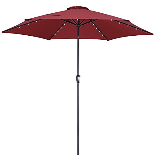 Kingsleeve® Parasol de jardin extérieur LED solaire 300cm rouge Pare-soleil inclinable avec...