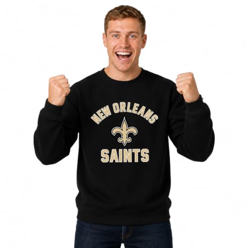 Team Fan Apparel NFL Adult Gameday Football Crewneck Sweatshirt - Cotton Blend - Stay warm, comfortable & stylish on game day, Black, XX-Large