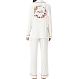 JPHCHSC Bride Femmes Pyjama Silk Pyjama Set en Soie Boutonné pour Femme Loungewear Ensemble de Pyjama 2 Pièces Chemise de Nuit Vêtements de Nuit 142