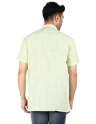 Image of LATEST CHIKAN Men's Cotton Regular Casual Strped Short Kurta Half Sleeves - (SK-LJ.DS.AS)