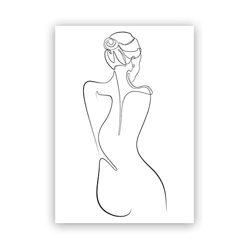 Póster minimalista de líneas abstractas para dormitorio lienzo de mujer 50x75cm sin marco 2pcs 3