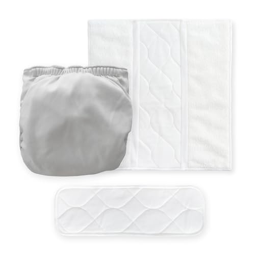 Amazing Baby Hybrid Cloth Diaper Cover with Pocket-Sling, Med, Sz 3 (12-25 lbs), Use Boosties Inserts, Gray, SmartNappy Set includes Swim Cover +...