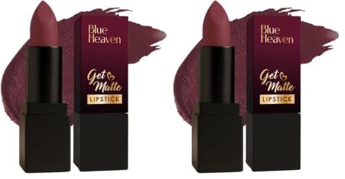Image of Blue Heaven Get Matte Lipstick | Soft Matte Finish and Lightweight Formula | Intense Pigment | Long-Lasting Lipsticks For Women | 202M| 4gm (Pack of 2)