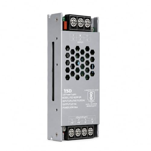 Image of YSD Strip Light Driver 12V 5AMP 60W AC to DC Switching Adaptor Convertor Driver /Power Supply for LED Strip Light Lamp /CCTV Camera /Security System /Radio /Computer Project (12V 5AMPS)